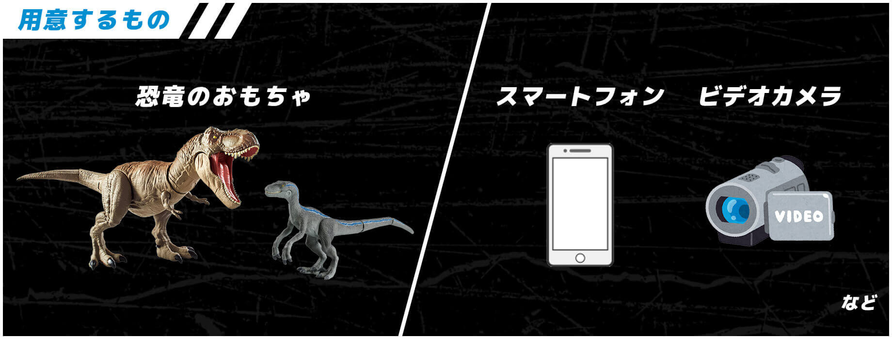 用意するもの 恐竜のおもちゃ スマートフォン ビデオカメラ